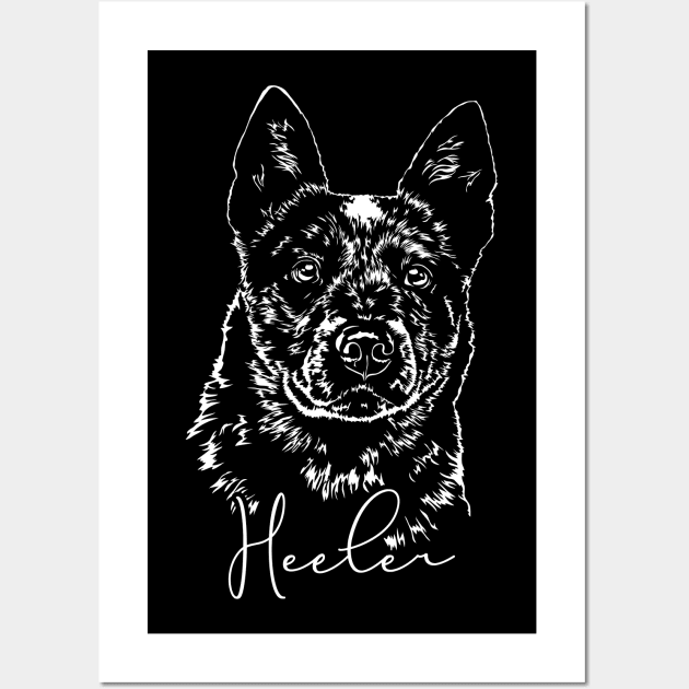 Funny Blue Heeler lover dog portrait Wall Art by wilsigns